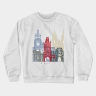 Prague skyline poster Crewneck Sweatshirt